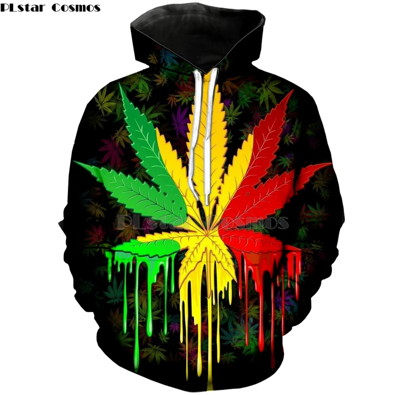 Футболка PLstar Cosmos с зелеными листьями толстовки для мужчин и женщин толстовка