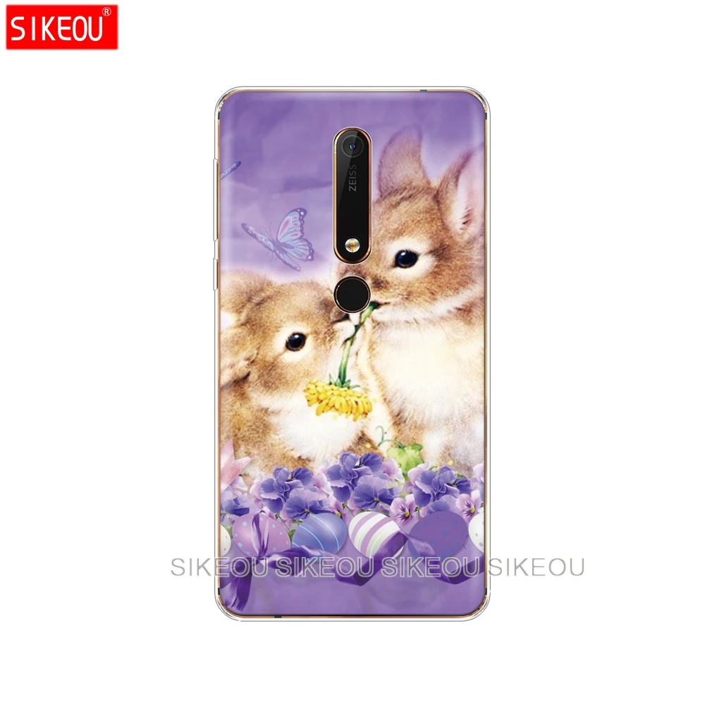 

silicone cover phone case for Nokia 5 3 6 7 PLUS 8 9 /Nokia 6.1 6 2018 Funny rabbit animal cute