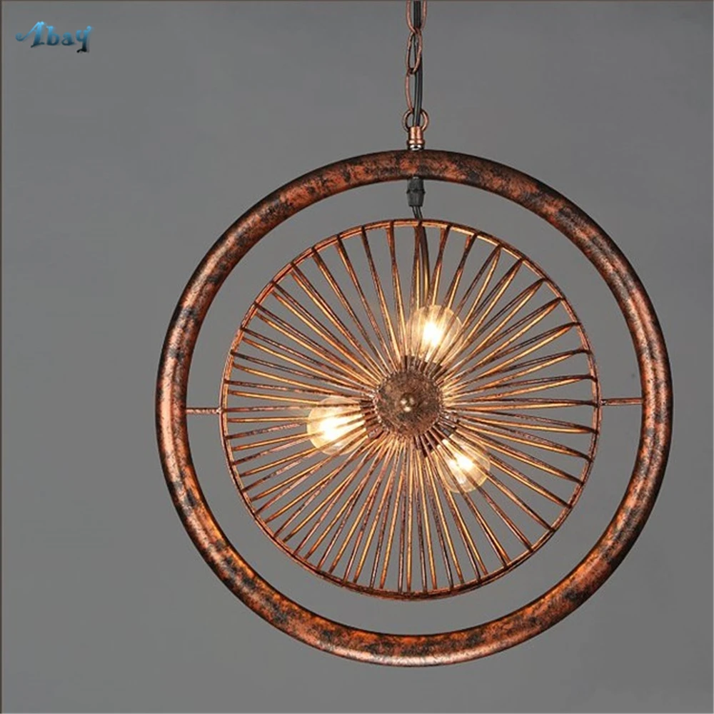 Винтажная железная художественная Подвесная лампа в форме вентилятора для