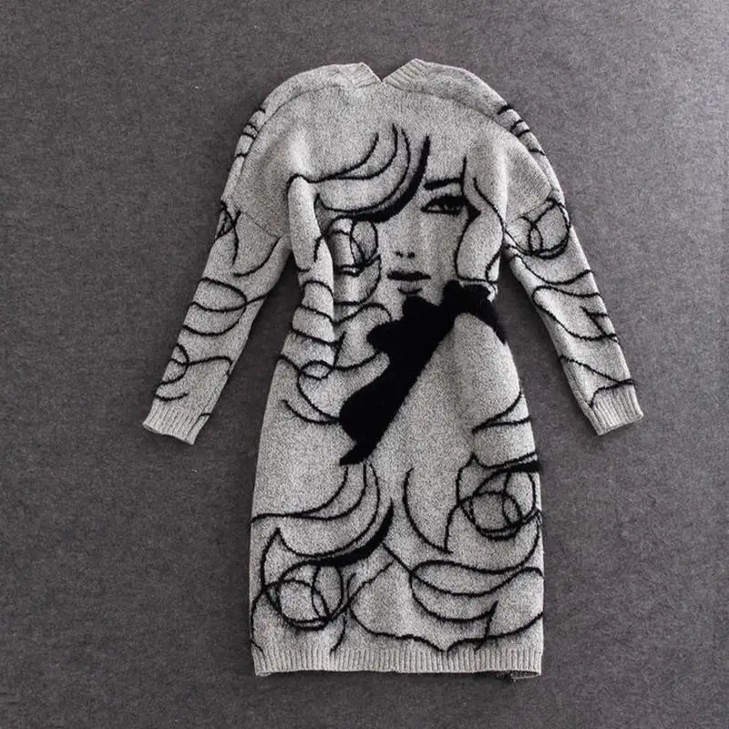 sign in the spring and autumn period abstract design more loose bat sleeve sweater cardigan long coat |