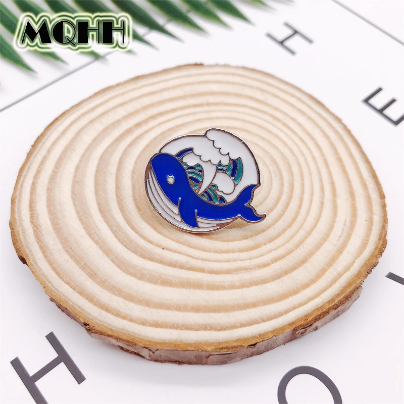 Креативный мультфильм животное Рыба Кит Морская вода спрей эмалированная брошь