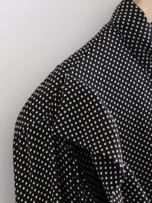 Autumn women ruffles vintage lace blouses Shirt polka dot Womens tie up sleeve Camisa loose Blusas Feminina OYK6103 |