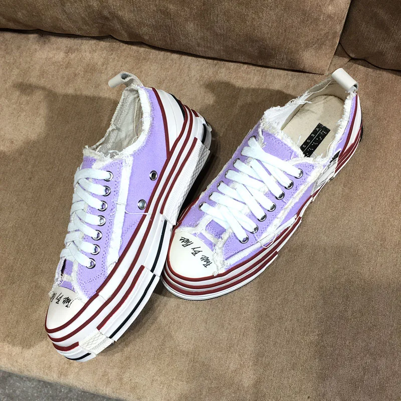 Лаванда Buono Scarpe/парусиновые кроссовки на платформе для мужчин и женщин; Повседневные кроссовки для пар; Модная брендовая женская обувь; кроссовки с кисточками; большие размеры; 44EU - Цвет: Лаванда