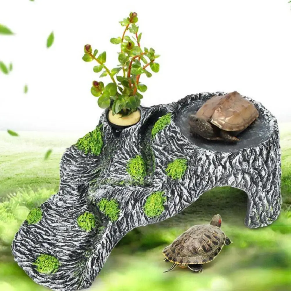 Turtle Drying Climbing Platform Tortoise Sun Roof Terrace Tank Floating Island Resin Rockery Pet Reptile Hide Cave | Дом и сад