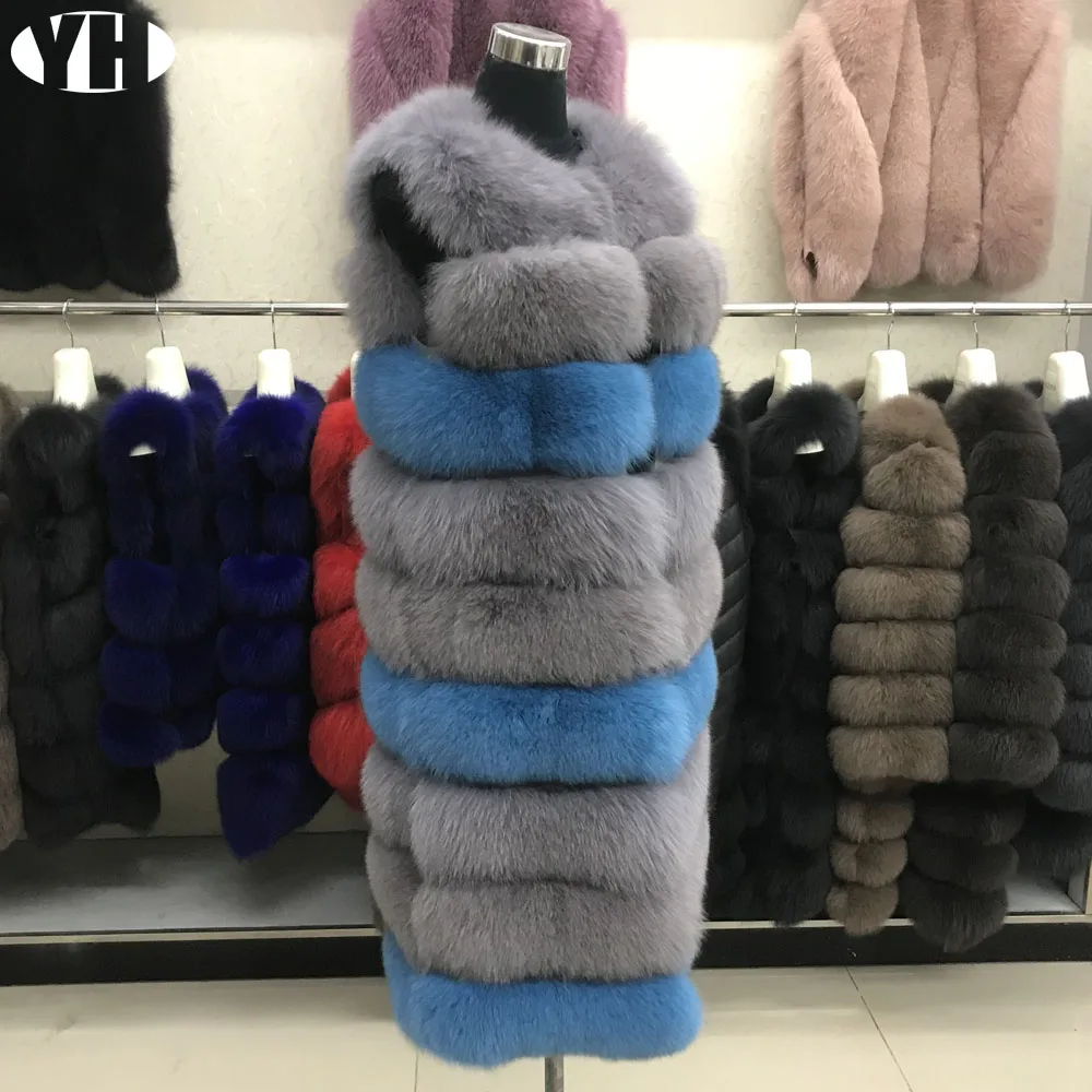 2019 Новое поступление роскошный женский зимний жилет из натурального Лисьего