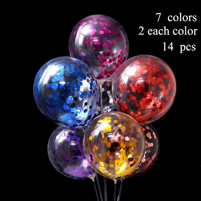 color 14 pcs 12 ''10 шт. воздушный шар" Конфетти "латексные золотистые Воздушные шары Декорации на свадьбу, вечеринку воздушные шары на день рождения детей гелия прозрачные воздушные шары - Цвет: color 14 pcs