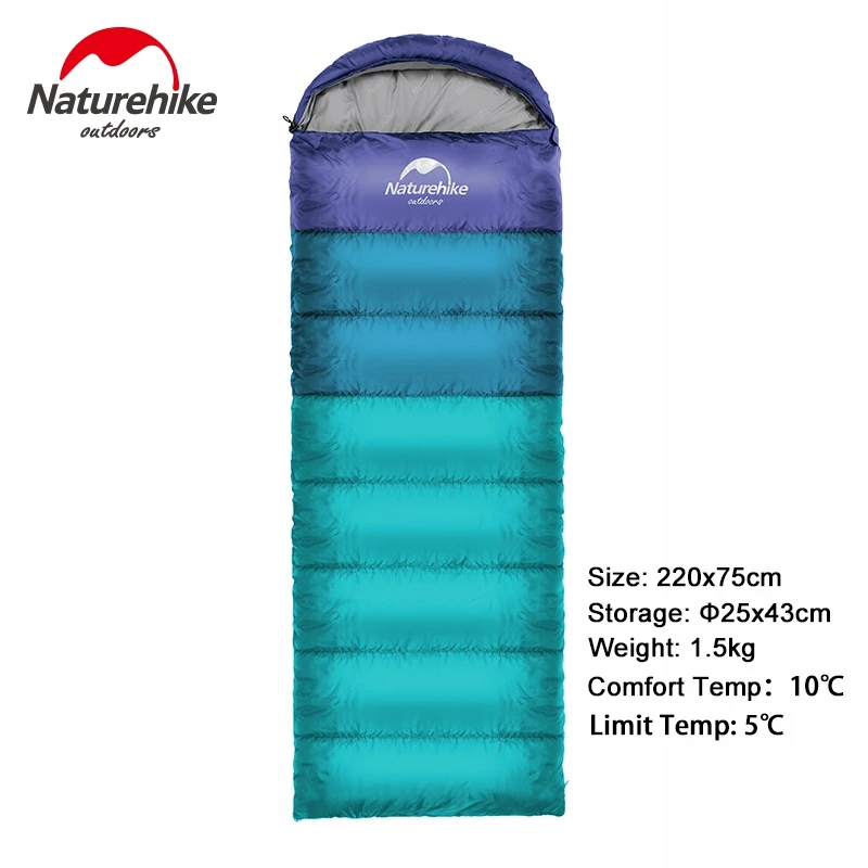 Naturehike открытый кемпинг взрослый спальный мешок водонепроницаемый держать тепло три сезона весна лето спальный мешок для кемпинга путешествия - Цвет: Blue 1500g
