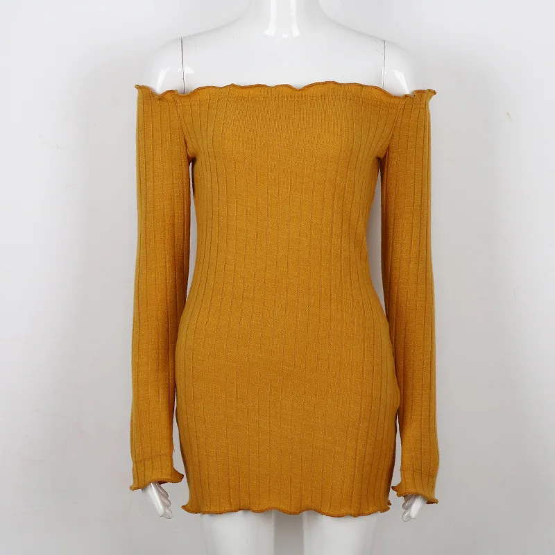 Skitzyou женское осеннее сексуальное платье с длинным рукавом вырезом лодочкой