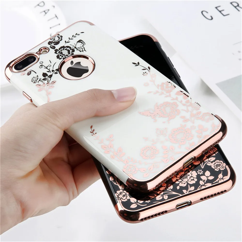 Ottwn чехол для iPhone X, 7, 8, 6, 6s Plus, модное покрытие, розовое золото, черный, белый, жесткий чехол для телефона, задняя крышка для iPhone X, XR, Xs Max