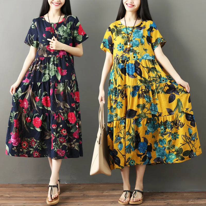 Ilstile 2018 Для женщин Цветочный принт с круглым вырезом короткий рукав