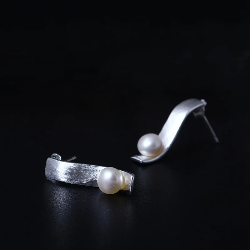 

Amxiu 100% 925 Sterling Silver Earrings White Freshwater Pearl Earrings Handmade Jewelry Drop Earrings For Women Mother's Gift