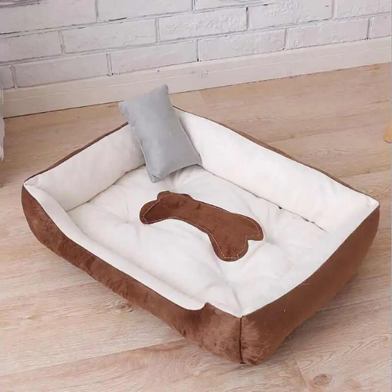 Brown Мягкая флисовая кровать для собаки из мультфильма, дышащая, хлопковая, большая порода, кровати для собак, для Лабрадора, Золотая подушка, для ретривера, летний коврик для собаки - Цвет: Brown