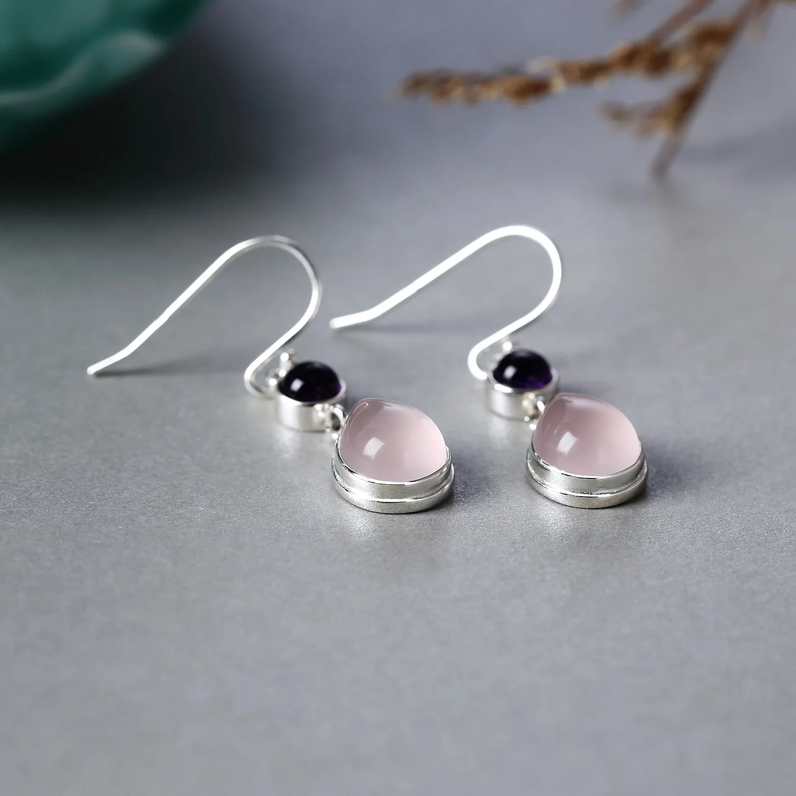 BOCAI S925sterling серебряные серьги капли натуральный кристалл аметиста Женская мода