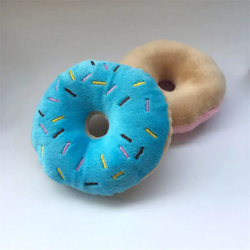 Donut Blue Популярные мягкие милые животные конструкции собаки игрушки для щенка, домашних животных укуса игрушка пищок плюшевые звуковые игрушки для домашнего животного игрушка подходит для всех домашних животных - Цвет: Donut Blue