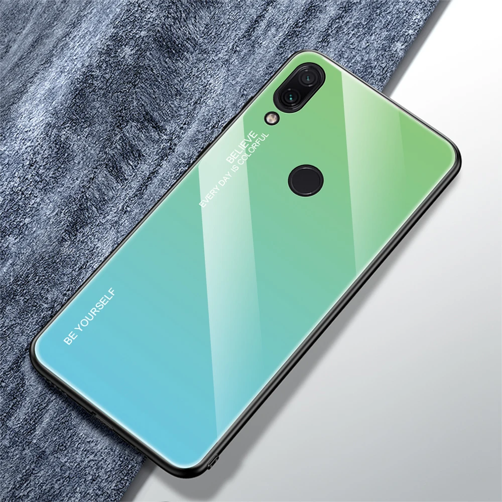 Градиентный стеклянный чехол для телефона Xiaomi Redmi Note 7 Note7 Pro, чехол из закаленного стекла для Xiaomi Note 7 Pro 7Pro, чехол для бизнеса