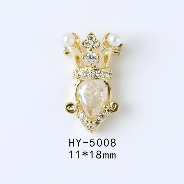 HY5008 10 шт./лот, корона, 3D сплав, дизайн ногтей, циркон, металл, маникюр, аксессуары для ногтей, ювелирные изделия, сделай сам, украшение для ногтей, хрустальный камень, подвески для ногтей - Цвет: HY5008