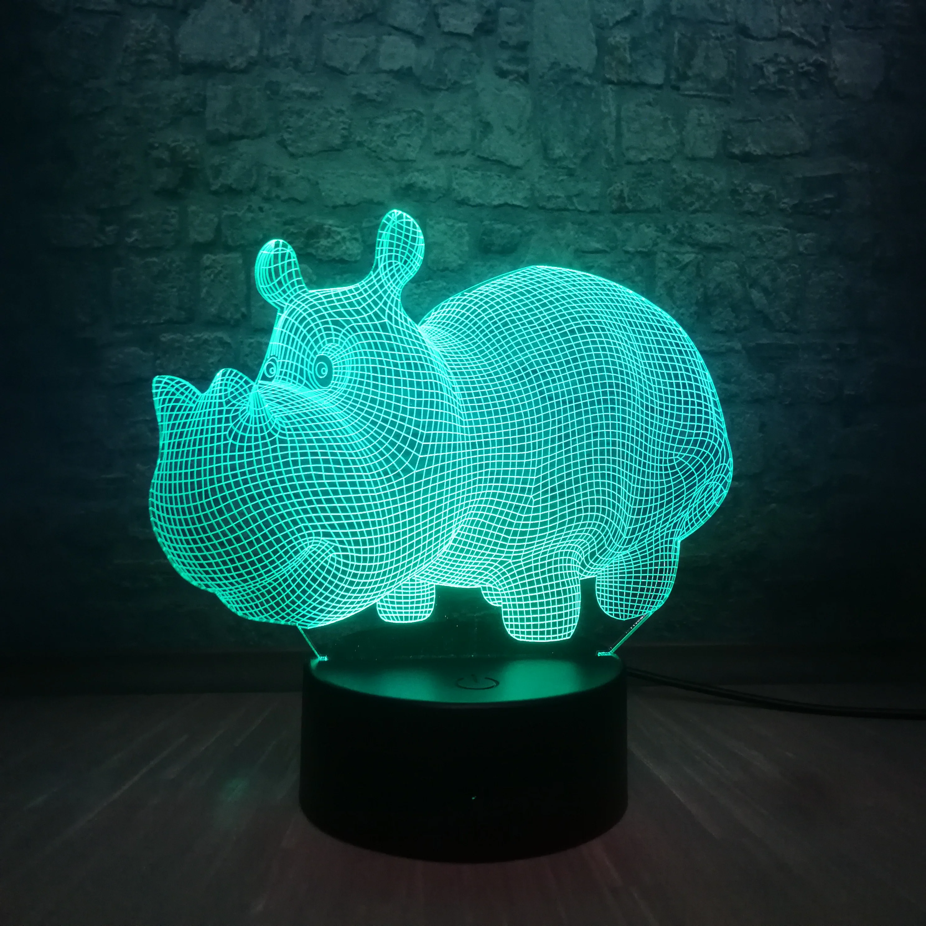 Милое детское животное Бегемот 3D USB светодиодный светильник 7 цветов Изменение градиентного стола ночные светильники Kawaii комната декоративное освещение детский подарок