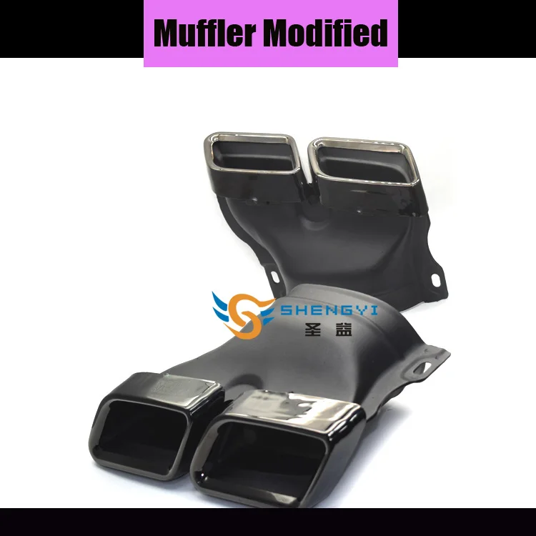 

1 pair 304 stainless steel car Exhaust muffler tips black /silver fit 14-18 W205 C200 C260 C300 GLE300 with C63 diffuser