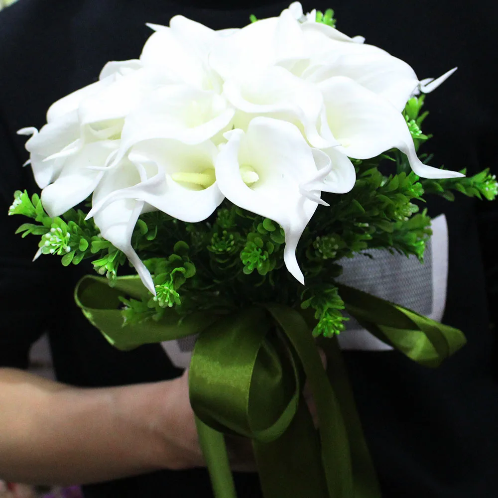 Real Images Artificial Calla Flower Wedding Bouquet Beautiful Accessories Bridal with Ribbon | Свадьбы и торжества