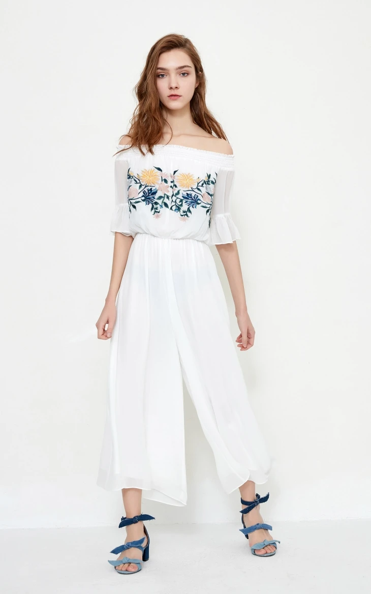 Vero Moda женский свободный комбинезон с вырезом лодочкой и вышивкой | 318144506