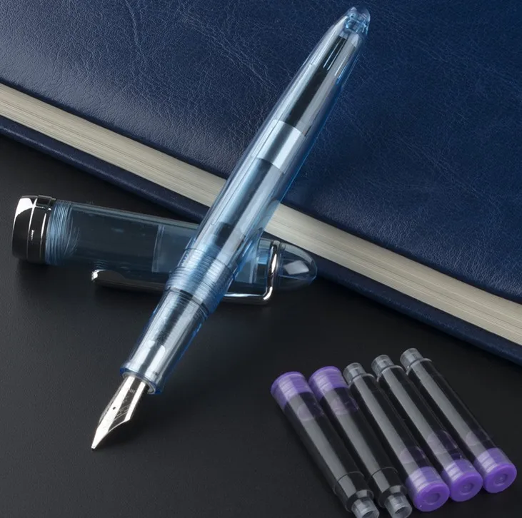 01 Jinhao 992 Модные прозрачные Цвет перьевая ручка с 0.5 мм F Перо смолы чернила ручки для написания школьные принадлежности - Цвет: 01