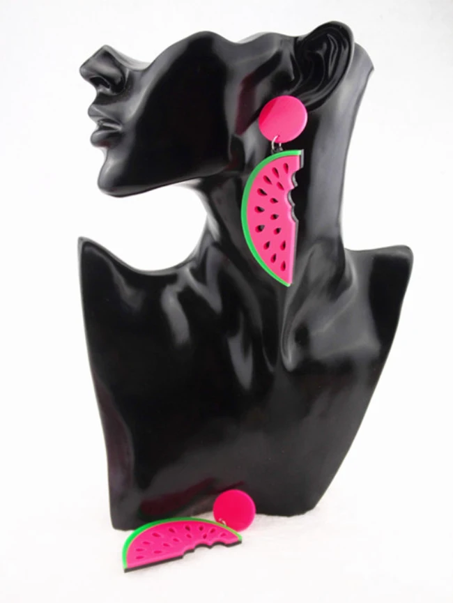 

Fashion Summer Acrylic Fruit Watermelon Big Earrings For Women Punk Hippop Slice Banana Long Earrings Fashion Party Club Jewelry