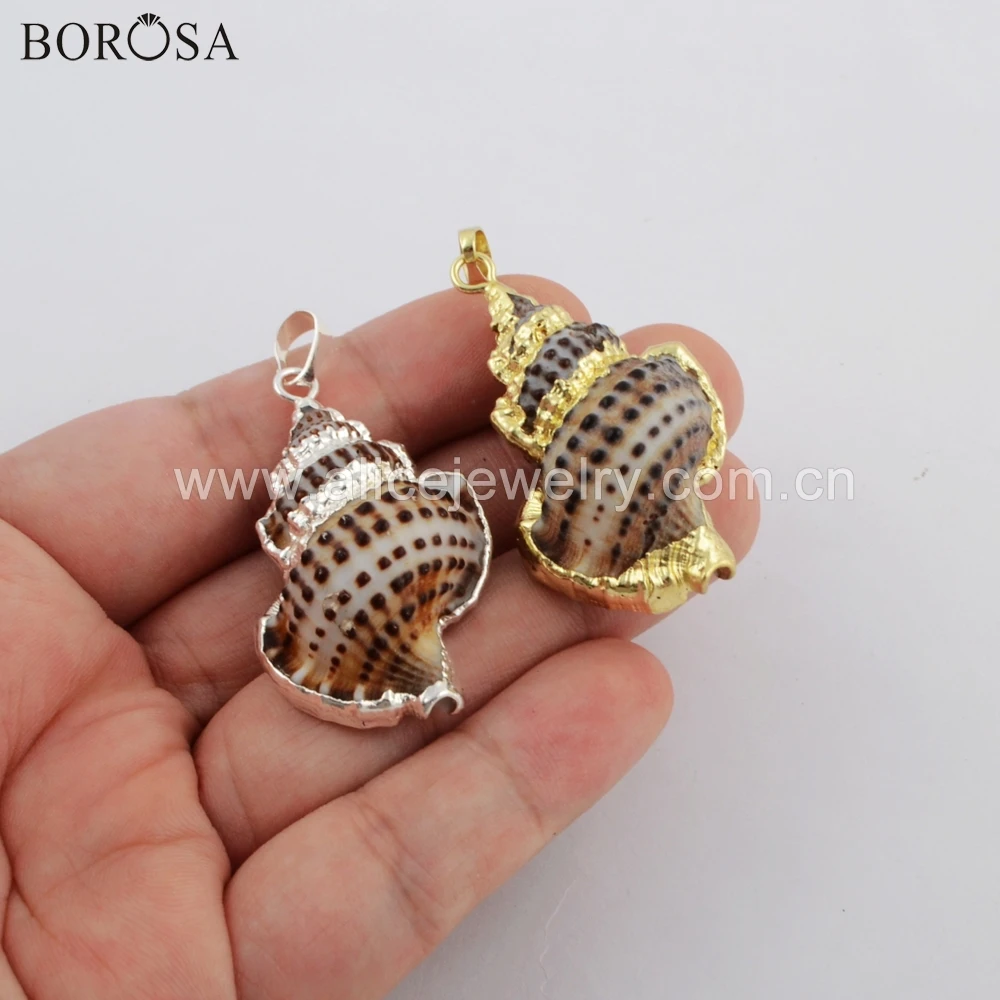 BOROSA 5/10 шт. Новое поступление 20 дюймов натуральный золотой цвет ракушка кулон