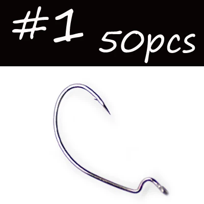 Size 1 50PCS 50 шт. широкий зазор крючки для червейЧерный Sharp кровоточащая приманка Каролина/пластиковая приманка крючки для мягкая пластиковая приманка бас рыбалка рыболовный крючок - Цвет: Size 1 50PCS