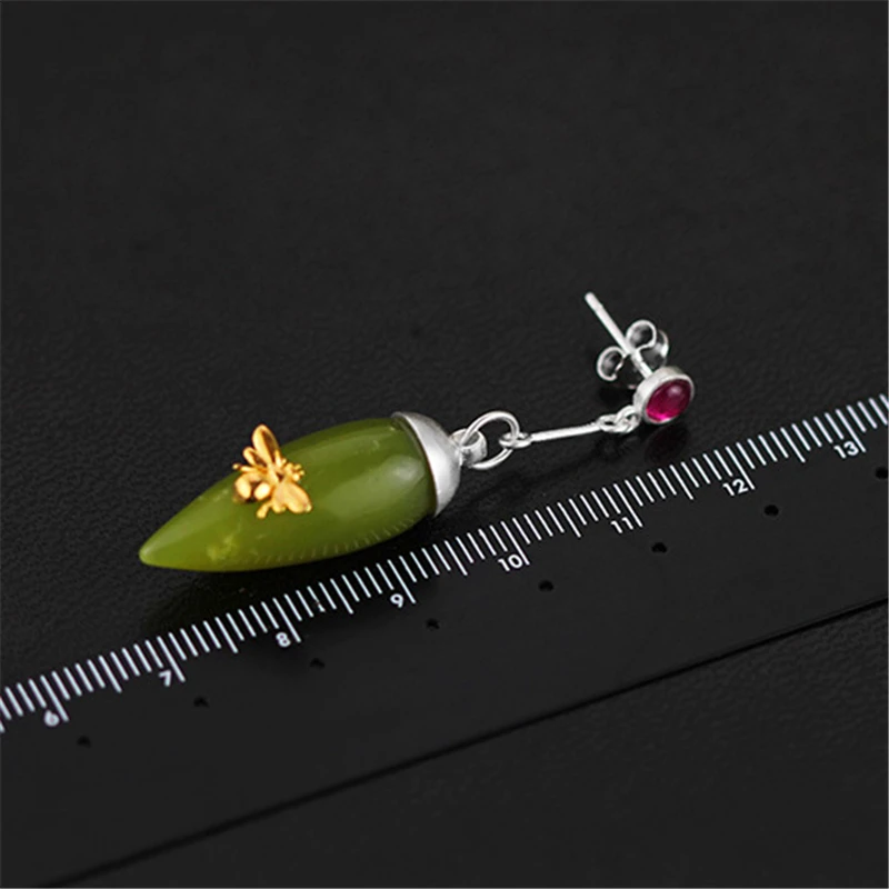 Lotus весело Настоящее серебро 925 проба Натуральный камень ручной работы