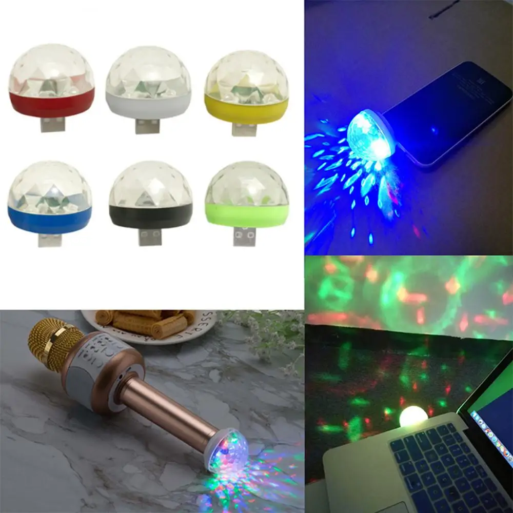Мини USB светодиодный светильник для дискотеки s портативный звуковой контроль хрустальный магический шар сценическая лампа с адаптером для телефона Android вечерние светильник