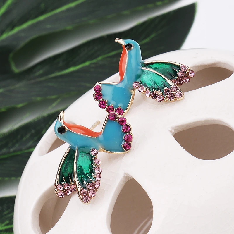Fashion Punk Style Animal Earring Enamel Bird Drop Anti Allergy Women Crystal | Украшения и аксессуары