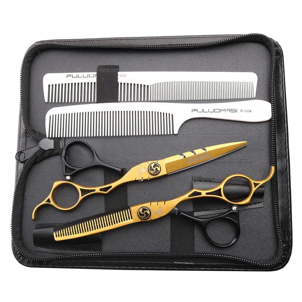 

Sharp 6 inch hairdressing scissors professional hair scissors set Japan 440C hairdresser cutting scissors and thinning scissors