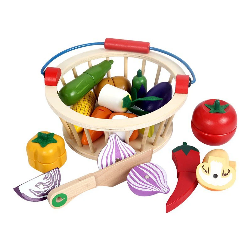 Деревянные игрушки для детей деревянные корзина фруктов и овощей мини модель