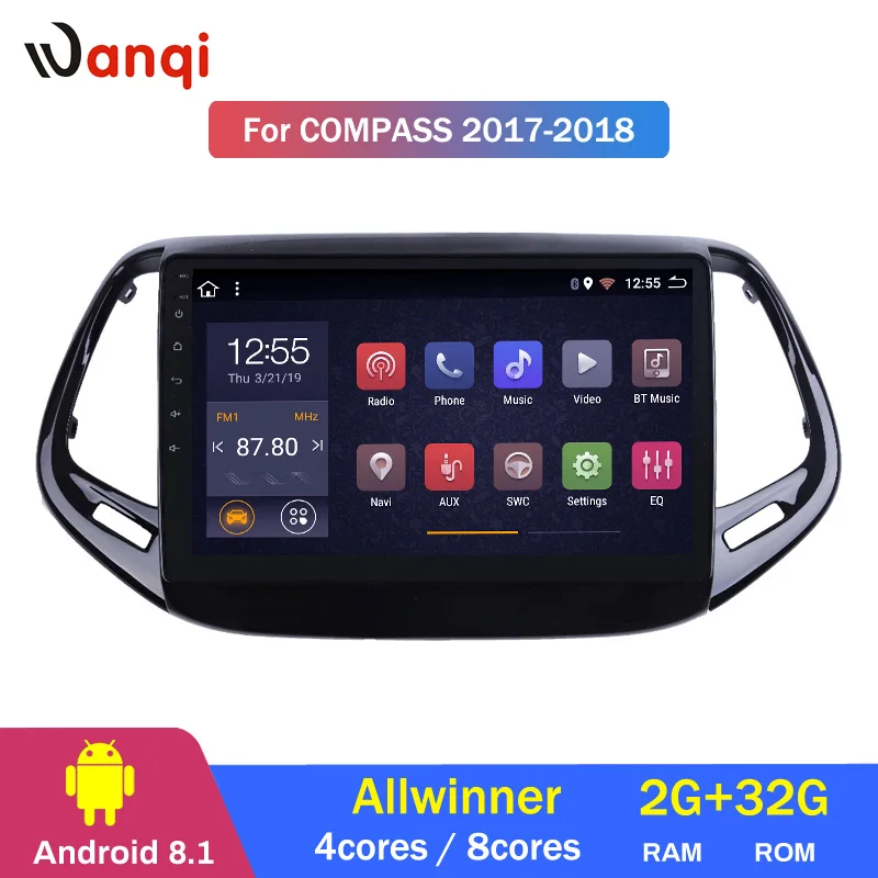 2G ram 32G rom 9 дюймов Android 8,1 для Jeep Compass автомобильный gps навигация Радио Аудио мультимедийная система
