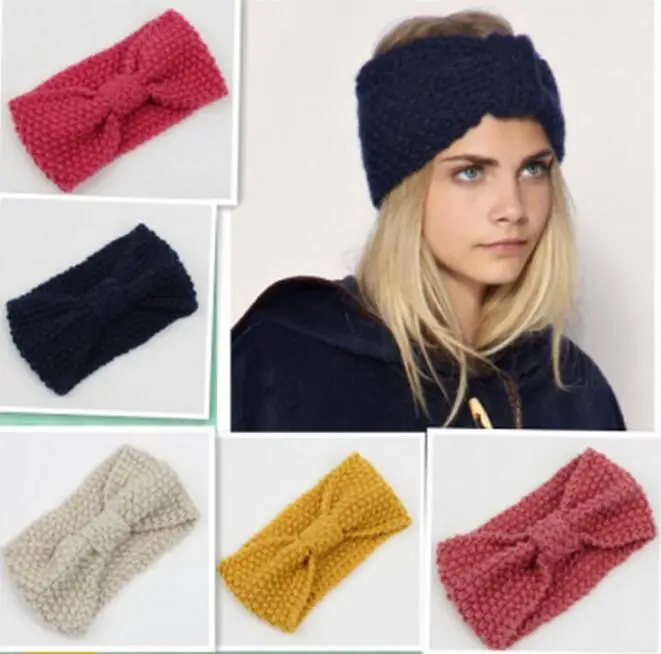 

5 PC Hot Women Lady Crochet Bow Knot Turban Knitted Head Wrap Hairband Winter Ear Warmer Headband Hair Band Accessories Fashion