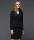 Женская офисная юбка черного цвета на заказ, костюм, новинка 2015, Униформа, дизайн, женские деловые костюмы, деловая рабочая одежда, женские костюмы