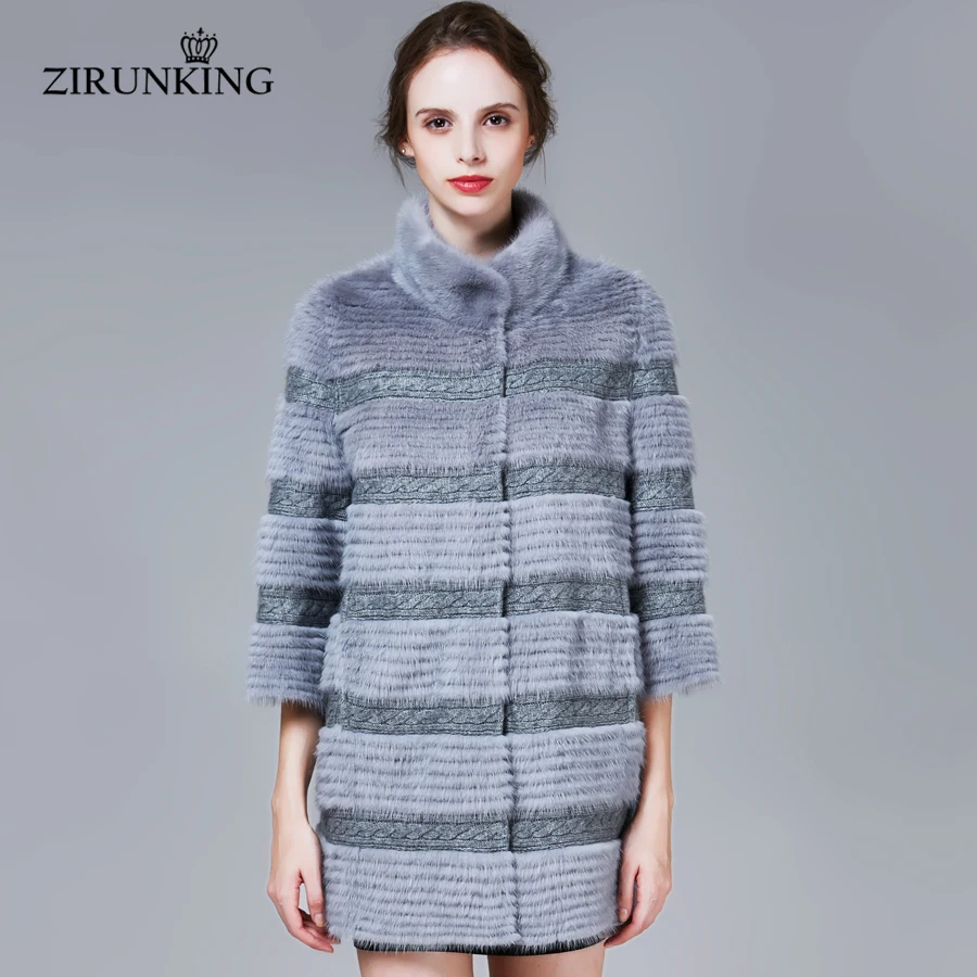 ZIRUNKING шубы из натурального меха норки женская модная Подлинная Осенняя теплая