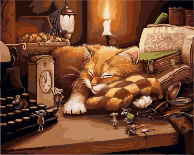 PAINTBOY Кот в рамке картины DIY живопись по номерам картина маслом на холсте Живопись и каллиграфия для домашнего декора