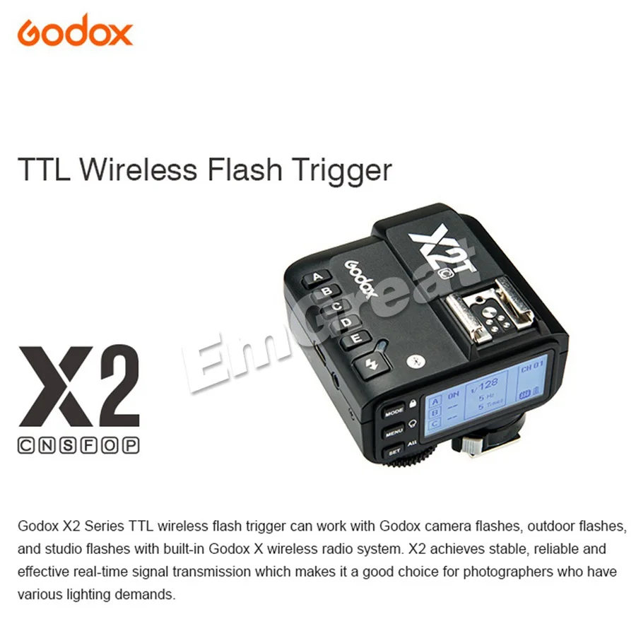 Godox X2T-C X2T-N X2T-S X2T-F X2T-O ttl 1/8000s HSS беспроводной триггерный передатчик вспышки для sony цифровой зеркальной камеры Canon Nikon Fuji Olympus