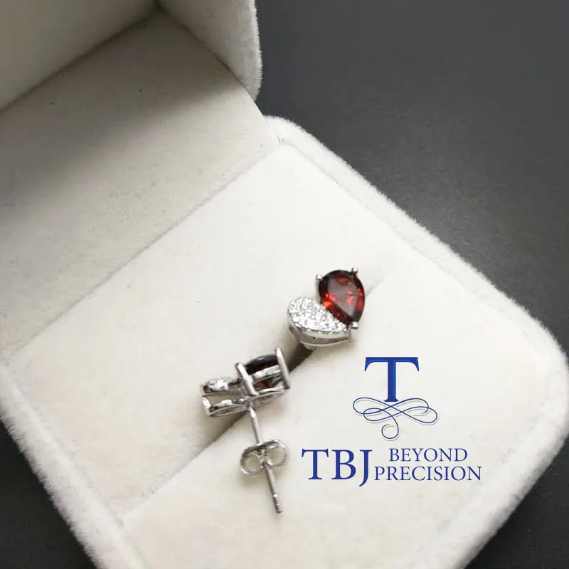 TBJ, 925 серебряные серьги с натуральным с гранатом Мозамбик pe5* 7 1.5ct, nautral Гранат Серьги для женщин с подарочной упаковкой