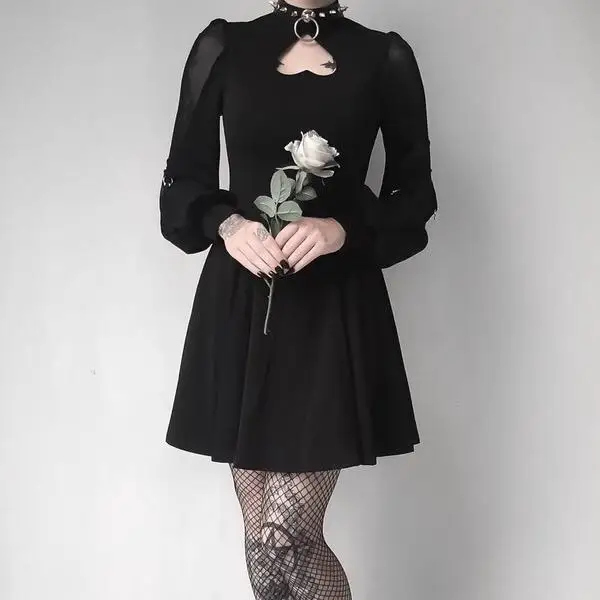 Панк рейв женское сердце PeekabooGoth платье OPQ-305