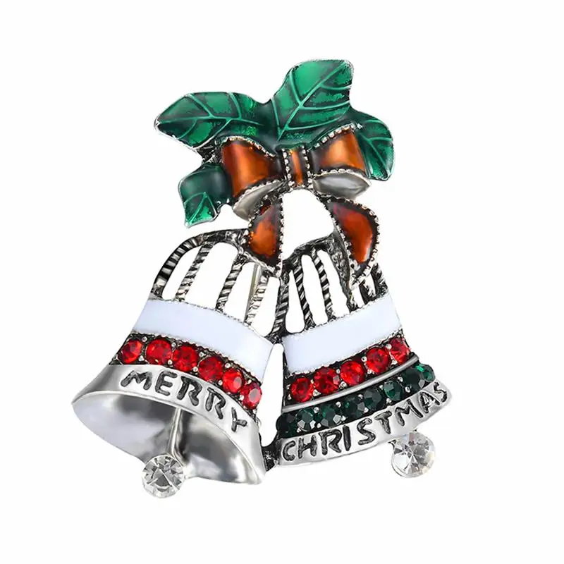 Christmas Creative Fashion Diamond Painting Oil Silver Bell Brooch Double Gift Lady X1010 Hot | Дом и сад