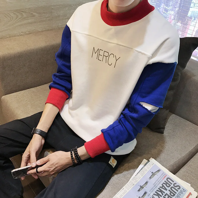 Весна 2019 мужская Тонкая вставка с воротником Wei Yi Yuan длинным рукавом корейский