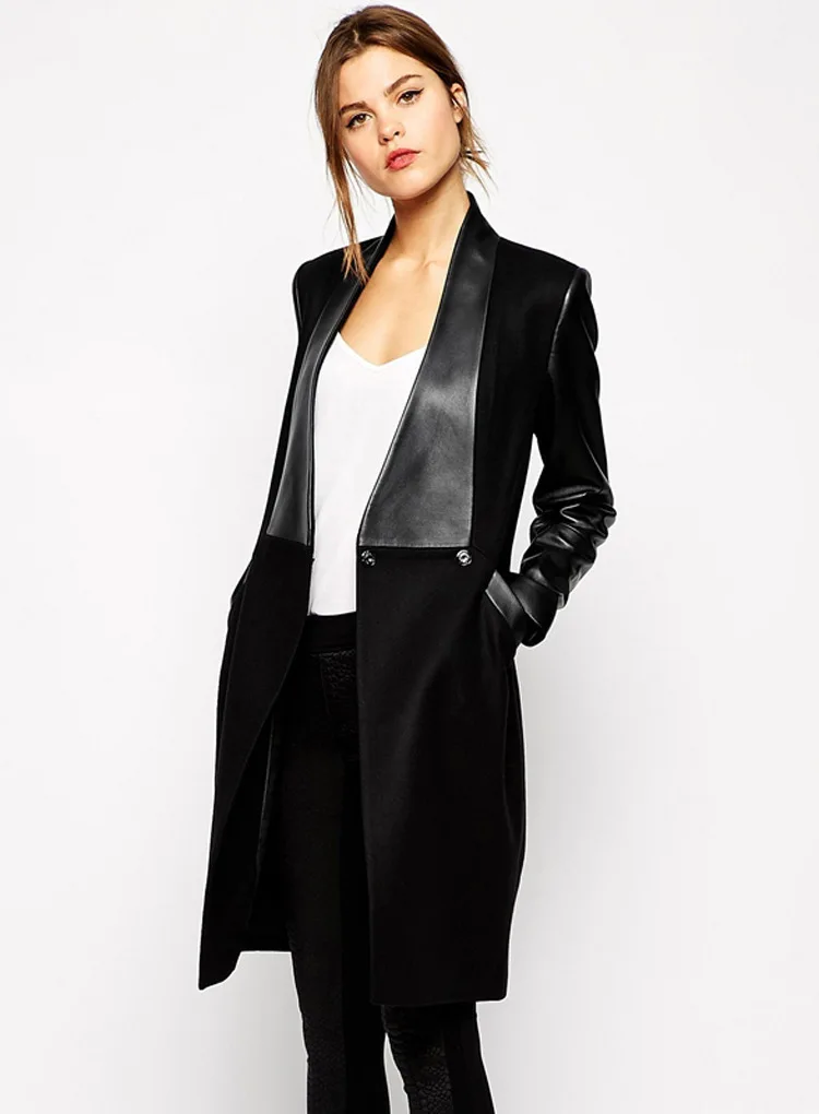 

2019 Hot Sale Winter Coat Sobretudo Abrigo Mujer Star With Fund New Split Joint Skin Long Self-cultivation Coat You Loose Woman