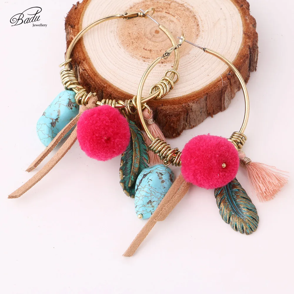 Badu винтажные золотые серьги большие круглые женские 2017 Boho модные обруча с
