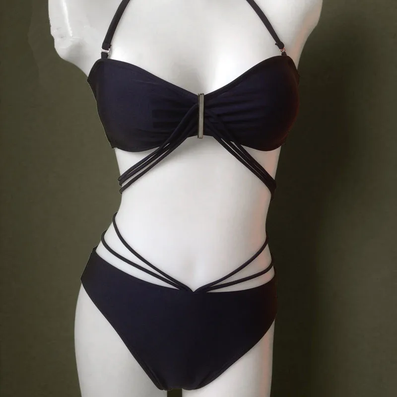 Уэйд море 2018 черные пикантные бикини Для женщин купальники короткий топ бинты