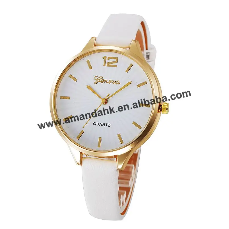

Wholesale High Hot New Leather Watch Women Ladies Dress Quartz Wristwatch Thin Leather Gold Case Watches
