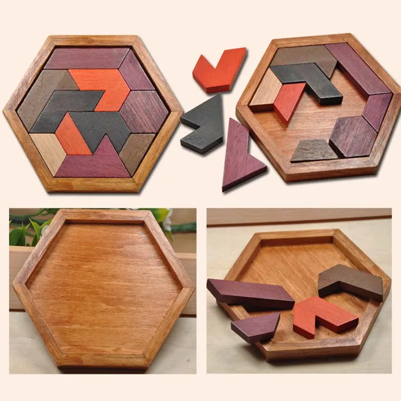 Деревянная игра IQ интеллектуальная головоломка Tangram Детская развивающая игрушка