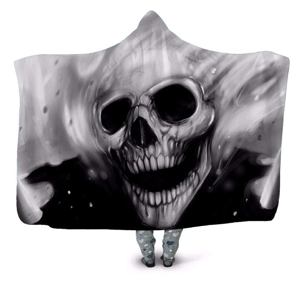Улыбка смерти череп 3d плюшевый с принтом капюшоном одеяло для взрослых детей
