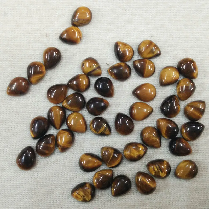 2017 Hot sell top quality natural tiger eye stone drop CAB CABOCHON 8x10mm beads for jewelry making 50pcs/lot Wholesale free | Украшения и